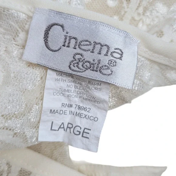 Cinema‎ Etoile Peignoir and Tank Top Women Large Cream White Cover Up Lingerie - Picture 9 of 16